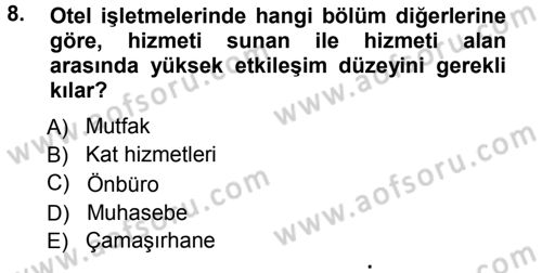 Hizmet Tasarımı Dersi Ara Sınavı Deneme Sınav Soruları 8. Soru