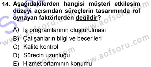 Hizmet Tasarımı Dersi 2012 - 2013 Yılı (Final) Dönem Sonu Sınav Soruları 14. Soru