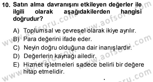Hizmet Tasarımı Dersi Ara Sınavı Deneme Sınav Soruları 10. Soru