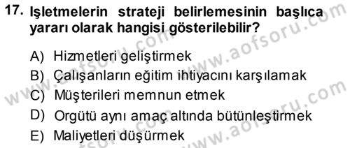 Hizmet Tasarımı Dersi 2013 - 2014 Yılı (Vize) Ara Sınav Soruları 17. Soru