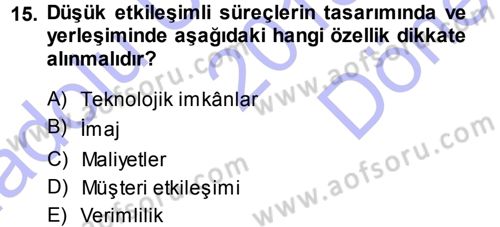 Hizmet Tasarımı Dersi 2013 - 2014 Yılı (Final) Dönem Sonu Sınav Soruları 15. Soru