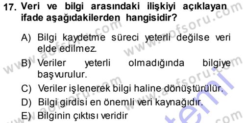 Hizmet Tasarımı Dersi 2013 - 2014 Yılı (Final) Dönem Sonu Sınav Soruları 17. Soru