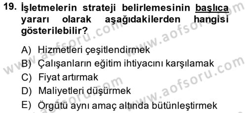 Hizmet Tasarımı Dersi Ara Sınavı Deneme Sınav Soruları 19. Soru