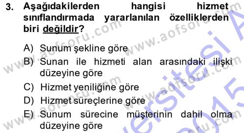 Hizmet Tasarımı Dersi 2014 - 2015 Yılı (Vize) Ara Sınav Soruları 3. Soru