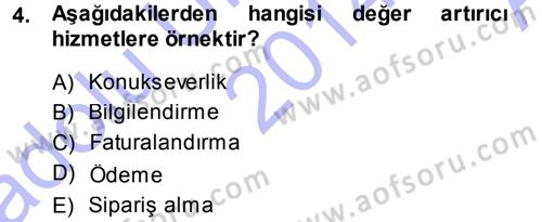 Hizmet Tasarımı Dersi Ara Sınavı Deneme Sınav Soruları 4. Soru
