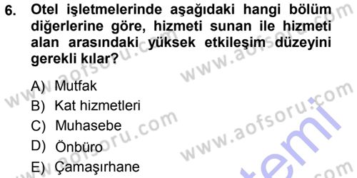 Hizmet Tasarımı Dersi Ara Sınavı Deneme Sınav Soruları 6. Soru