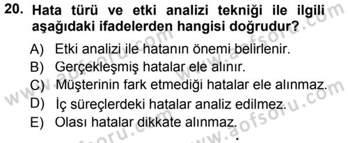 Hizmet Tasarımı Dersi 2014 - 2015 Yılı (Final) Dönem Sonu Sınav Soruları 20. Soru
