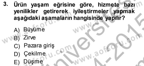 Hizmet Tasarımı Dersi 2014 - 2015 Yılı (Final) Dönem Sonu Sınav Soruları 3. Soru