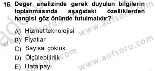Hizmet Tasarımı Dersi 2014 - 2015 Yılı Tek Ders Sınav Soruları 15. Soru