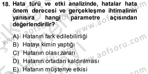 Hizmet Tasarımı Dersi 2014 - 2015 Yılı Tek Ders Sınav Soruları 18. Soru
