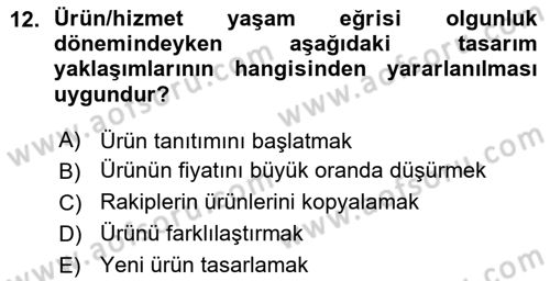 Hizmet Tasarımı Dersi Ara Sınavı Deneme Sınav Soruları 12. Soru
