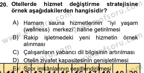 Hizmet Tasarımı Dersi Ara Sınavı Deneme Sınav Soruları 20. Soru