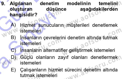Hizmet Tasarımı Dersi Ara Sınavı Deneme Sınav Soruları 9. Soru