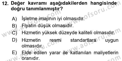 Hizmet Tasarımı Dersi 2015 - 2016 Yılı (Final) Dönem Sonu Sınav Soruları 12. Soru