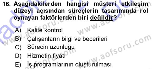 Hizmet Tasarımı Dersi 2015 - 2016 Yılı (Final) Dönem Sonu Sınav Soruları 16. Soru