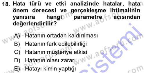Hizmet Tasarımı Dersi 2015 - 2016 Yılı (Final) Dönem Sonu Sınav Soruları 18. Soru