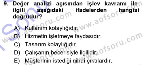 Hizmet Tasarımı Dersi 2015 - 2016 Yılı (Final) Dönem Sonu Sınav Soruları 9. Soru