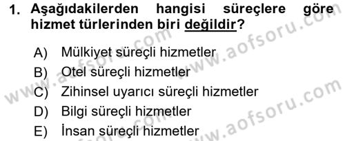 Hizmet Tasarımı Dersi 2015 - 2016 Yılı Tek Ders Sınav Soruları 1. Soru
