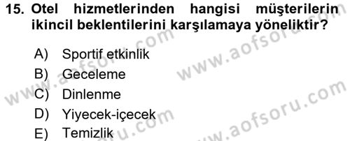 Hizmet Tasarımı Dersi 2015 - 2016 Yılı Tek Ders Sınav Soruları 15. Soru
