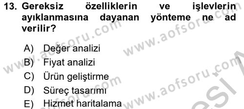 Hizmet Tasarımı Dersi 2016 - 2017 Yılı 3 Ders Sınav Soruları 13. Soru