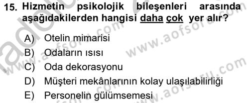 Hizmet Tasarımı Dersi 2016 - 2017 Yılı 3 Ders Sınav Soruları 15. Soru