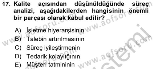 Hizmet Tasarımı Dersi 2016 - 2017 Yılı 3 Ders Sınav Soruları 17. Soru
