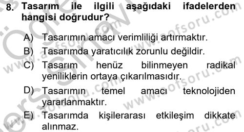Hizmet Tasarımı Dersi 2016 - 2017 Yılı 3 Ders Sınav Soruları 8. Soru