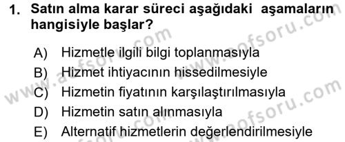 Hizmet Tasarımı Dersi 2016 - 2017 Yılı (Vize) Ara Sınav Soruları 1. Soru