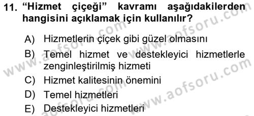 Hizmet Tasarımı Dersi Ara Sınavı Deneme Sınav Soruları 11. Soru