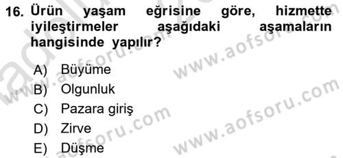 Hizmet Tasarımı Dersi 2016 - 2017 Yılı (Vize) Ara Sınav Soruları 16. Soru