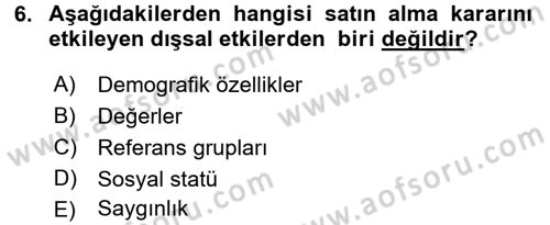 Hizmet Tasarımı Dersi Ara Sınavı Deneme Sınav Soruları 6. Soru
