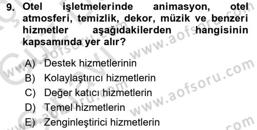 Hizmet Tasarımı Dersi 2016 - 2017 Yılı (Vize) Ara Sınav Soruları 9. Soru