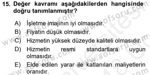 Hizmet Tasarımı Dersi 2017 - 2018 Yılı 3 Ders Sınav Soruları 15. Soru