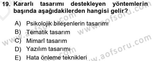 Hizmet Tasarımı Dersi 2017 - 2018 Yılı 3 Ders Sınav Soruları 19. Soru