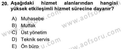 Hizmet Tasarımı Dersi 2017 - 2018 Yılı 3 Ders Sınav Soruları 20. Soru