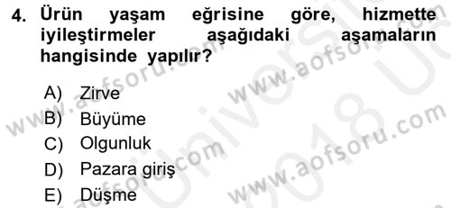 Hizmet Tasarımı Dersi 2017 - 2018 Yılı 3 Ders Sınav Soruları 4. Soru