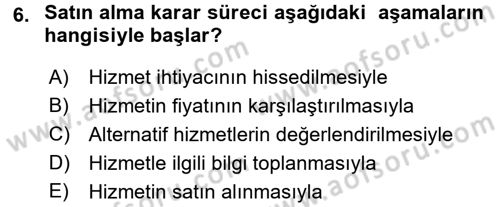 Hizmet Tasarımı Dersi 2017 - 2018 Yılı 3 Ders Sınav Soruları 6. Soru