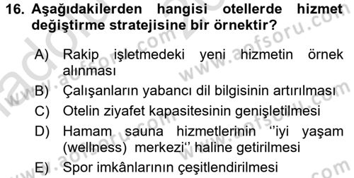 Hizmet Tasarımı Dersi Ara Sınavı Deneme Sınav Soruları 16. Soru