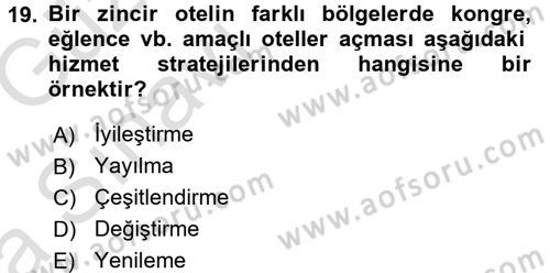 Hizmet Tasarımı Dersi Ara Sınavı Deneme Sınav Soruları 19. Soru