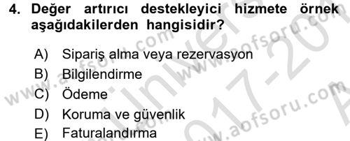 Hizmet Tasarımı Dersi Ara Sınavı Deneme Sınav Soruları 4. Soru