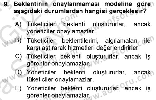 Hizmet Tasarımı Dersi Ara Sınavı Deneme Sınav Soruları 9. Soru