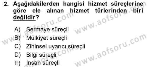 Hizmet Tasarımı Dersi 2017 - 2018 Yılı (Final) Dönem Sonu Sınav Soruları 2. Soru