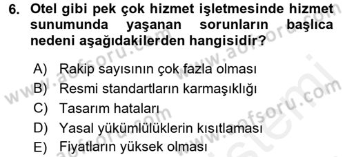 Hizmet Tasarımı Dersi 2017 - 2018 Yılı (Final) Dönem Sonu Sınav Soruları 6. Soru