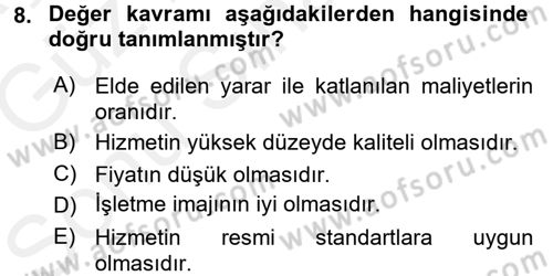 Hizmet Tasarımı Dersi 2017 - 2018 Yılı (Final) Dönem Sonu Sınav Soruları 8. Soru