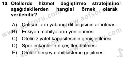 Hizmet Tasarımı Dersi 2018 - 2019 Yılı 3 Ders Sınav Soruları 10. Soru