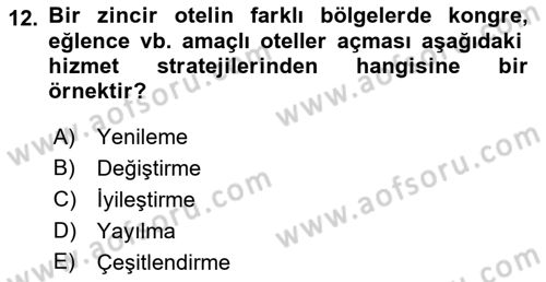 Hizmet Tasarımı Dersi 2018 - 2019 Yılı 3 Ders Sınav Soruları 12. Soru