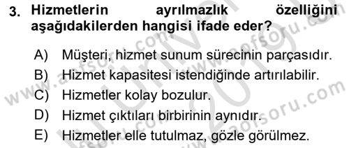 Hizmet Tasarımı Dersi 2018 - 2019 Yılı 3 Ders Sınav Soruları 3. Soru