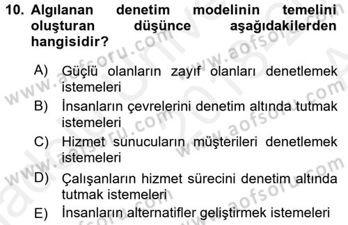 Hizmet Tasarımı Dersi Ara Sınavı Deneme Sınav Soruları 10. Soru
