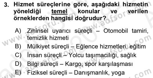 Hizmet Tasarımı Dersi 2018 - 2019 Yılı (Vize) Ara Sınav Soruları 3. Soru