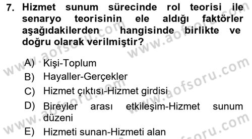Hizmet Tasarımı Dersi Ara Sınavı Deneme Sınav Soruları 7. Soru